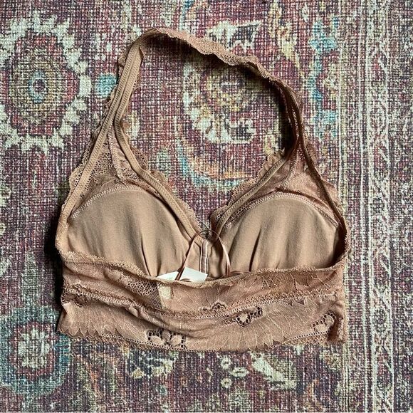 Women’s Small Aerie Halter Lace Bralette in Tan - Picture 5 of 6
